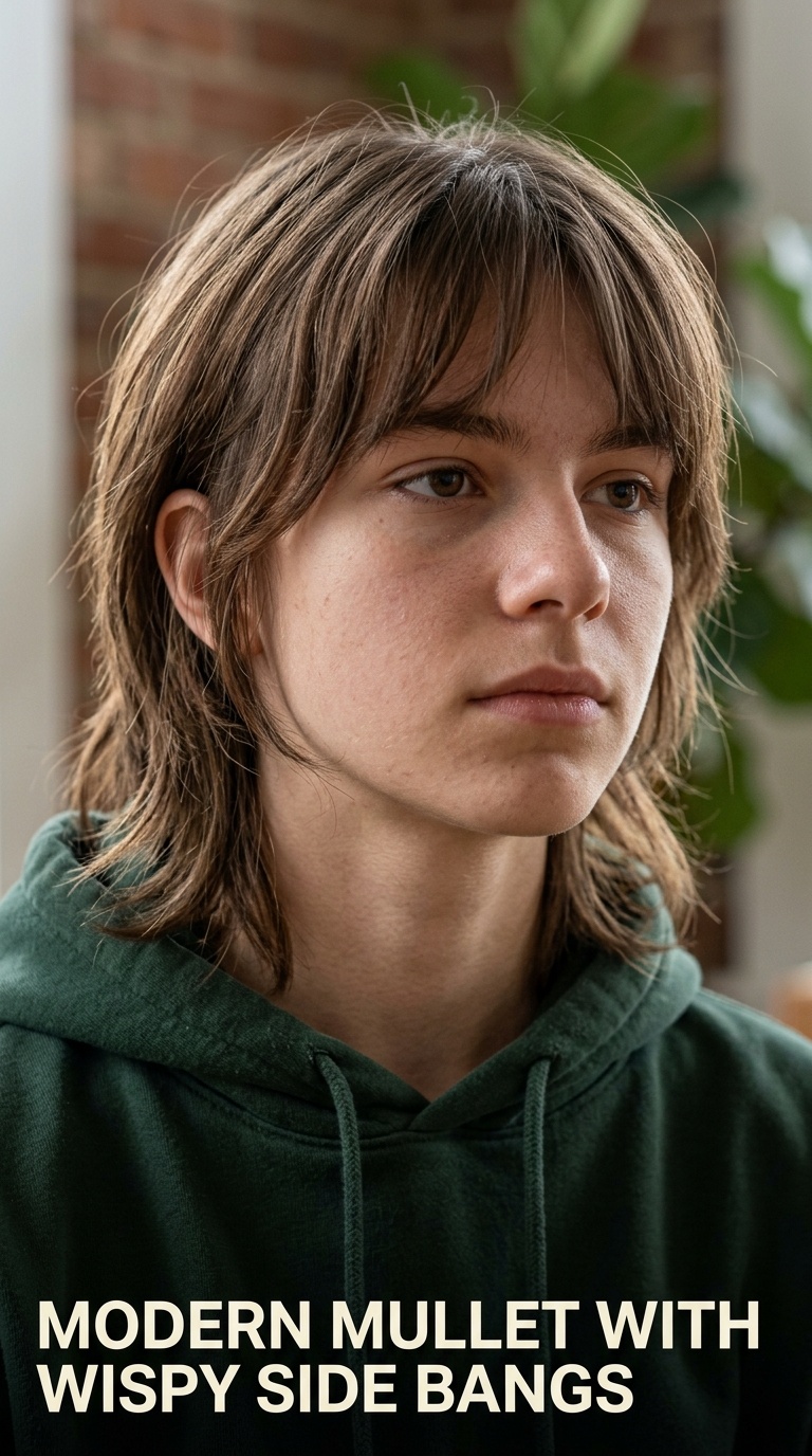 Modern Mullet with Wispy Side Bangs