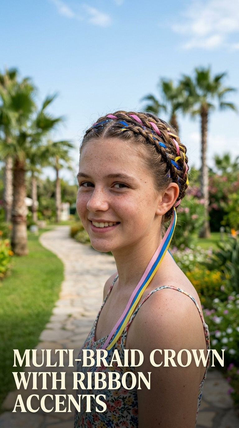 Multi-Braid Crown with Ribbon Accents