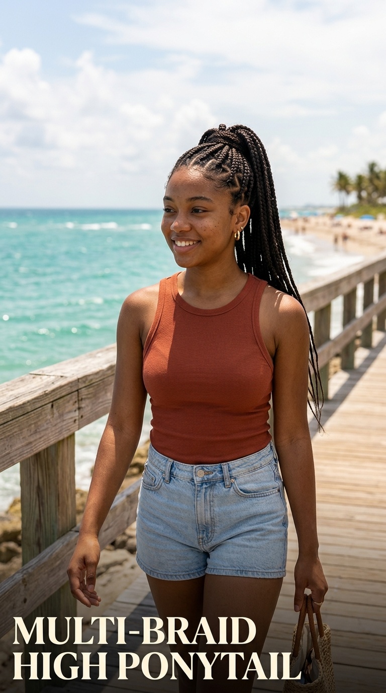 Multi-Braid High Ponytail