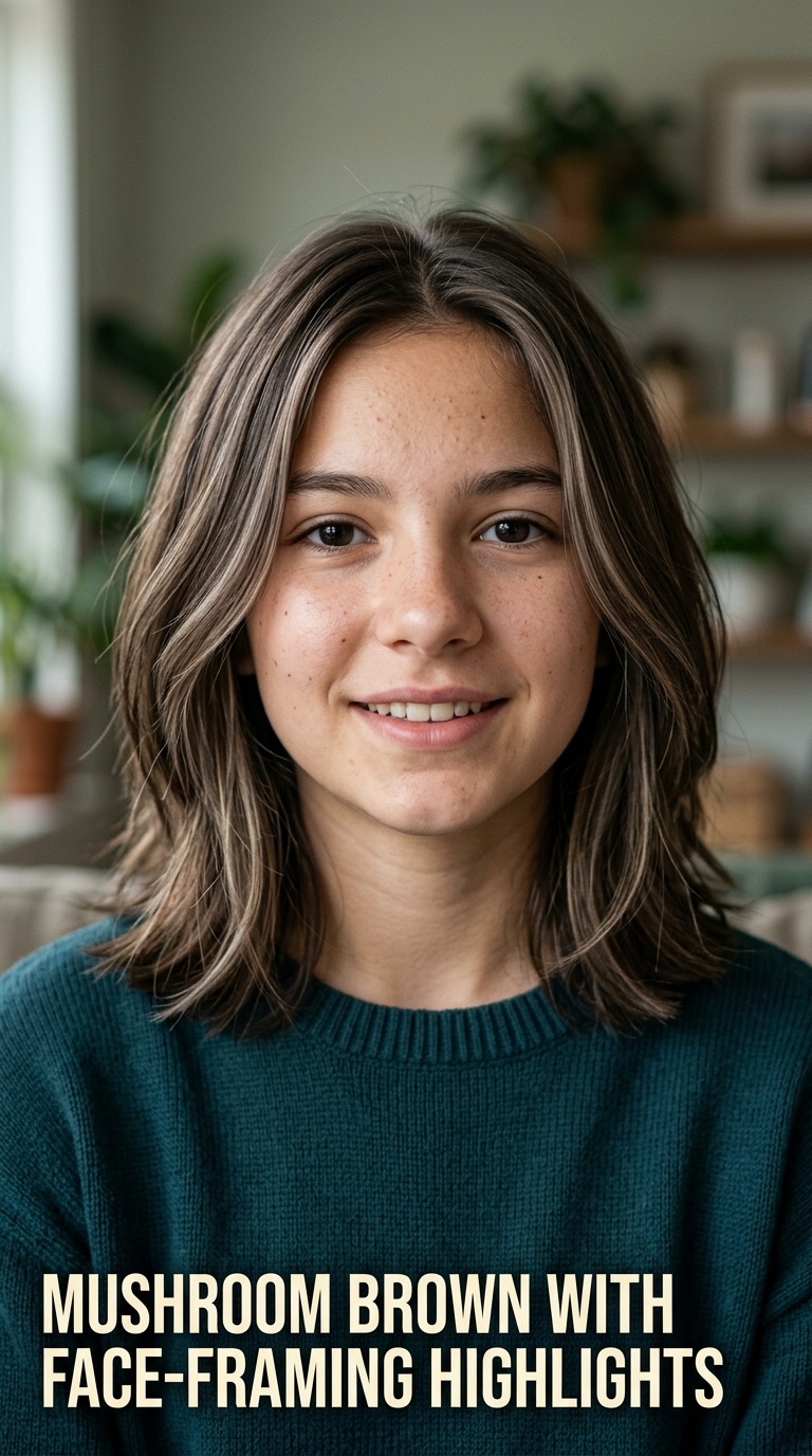 Mushroom Brown with Face-Framing Highlights