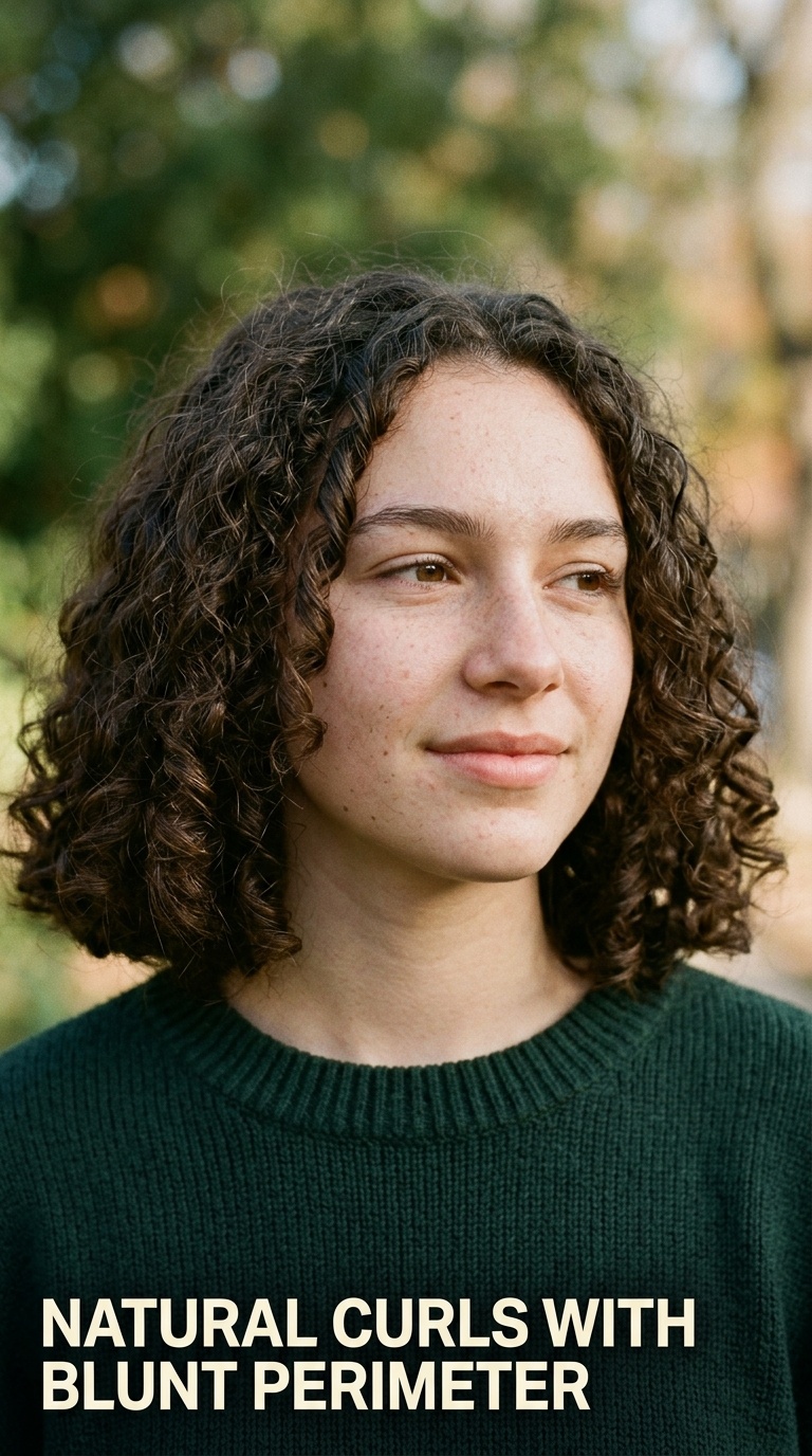 Natural Curls with Blunt Perimeter