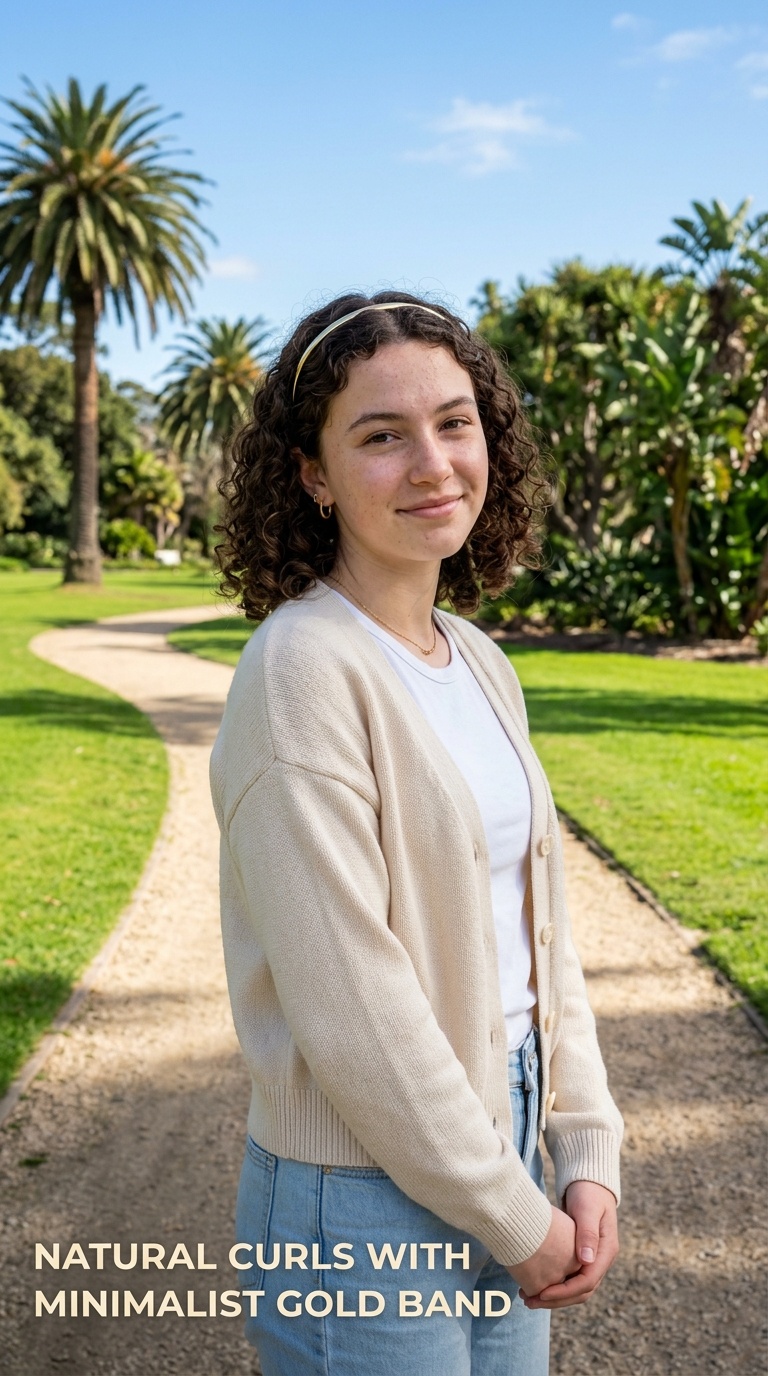 Natural Curls with Minimalist Gold Band