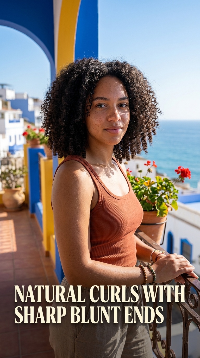Natural Curls with Sharp Blunt Ends
