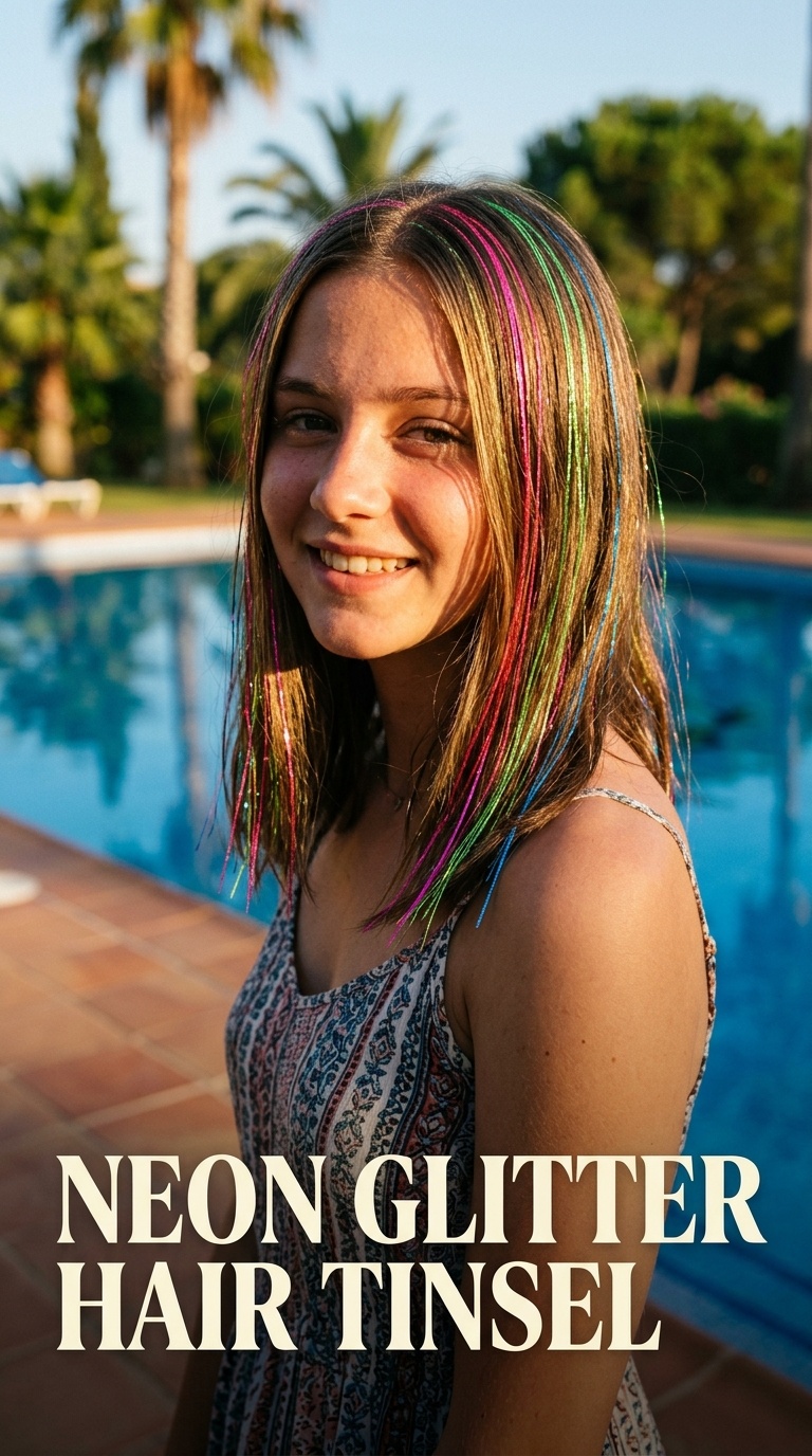 Neon Glitter Hair Tinsel