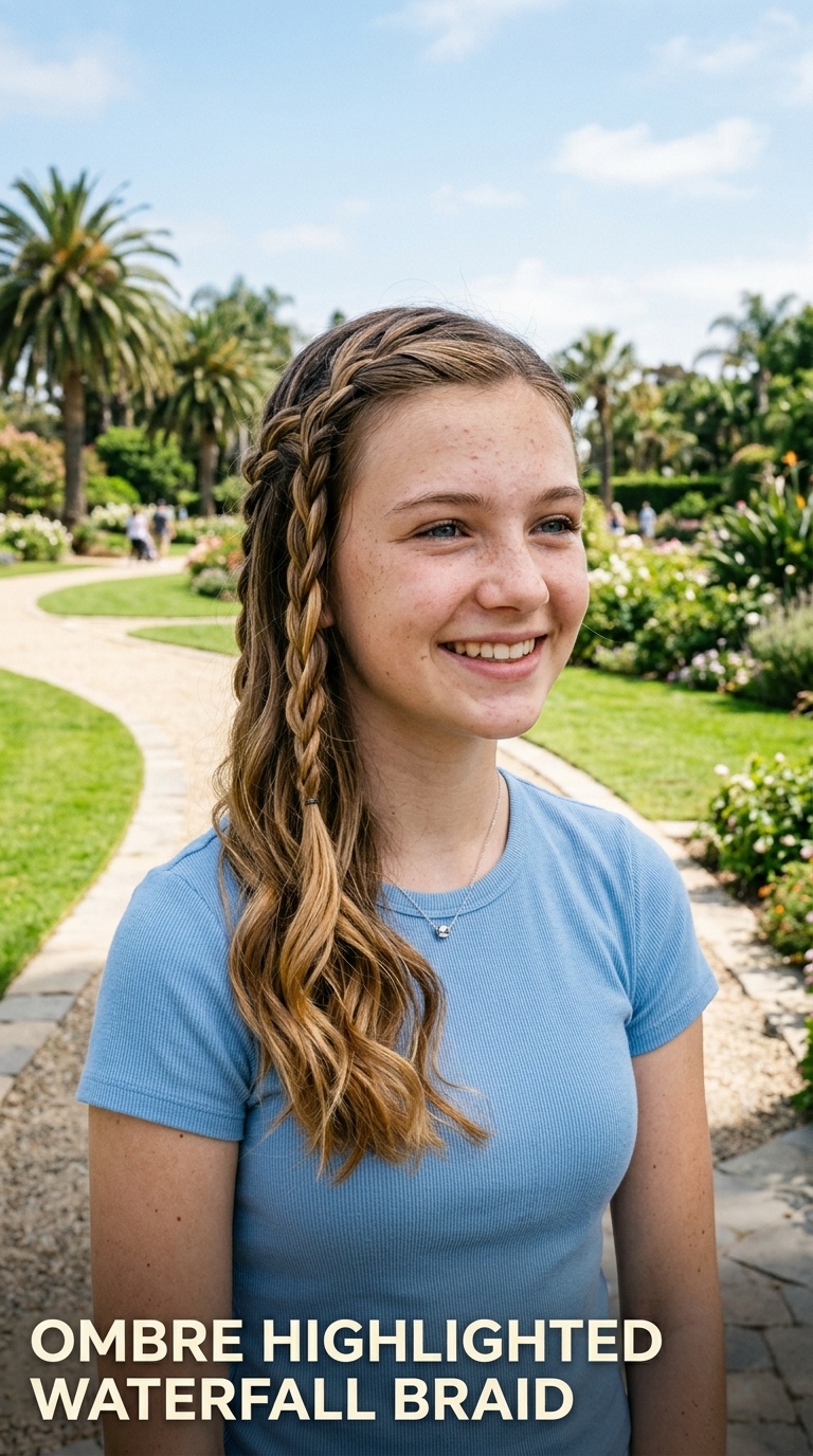 Ombre Highlighted Waterfall Braid