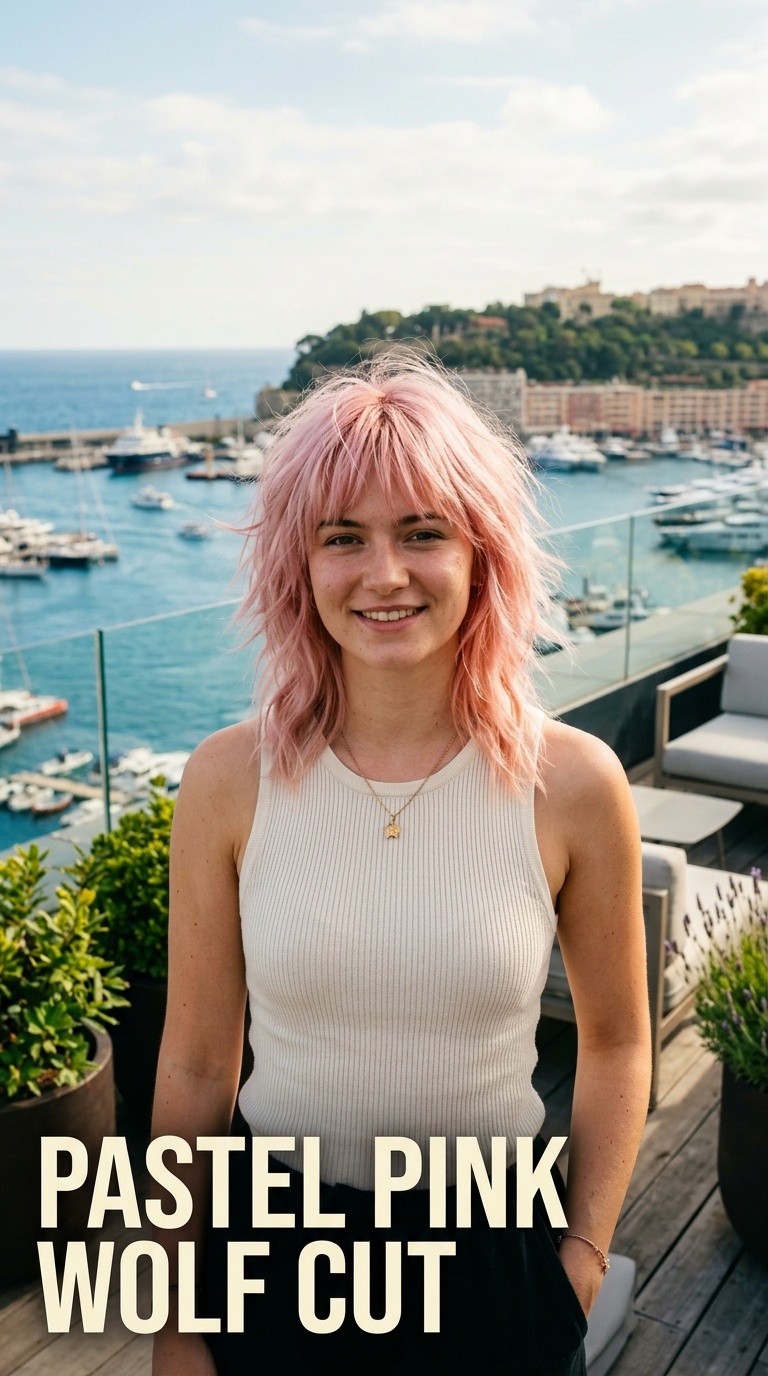Pastel Pink Wolf Cut