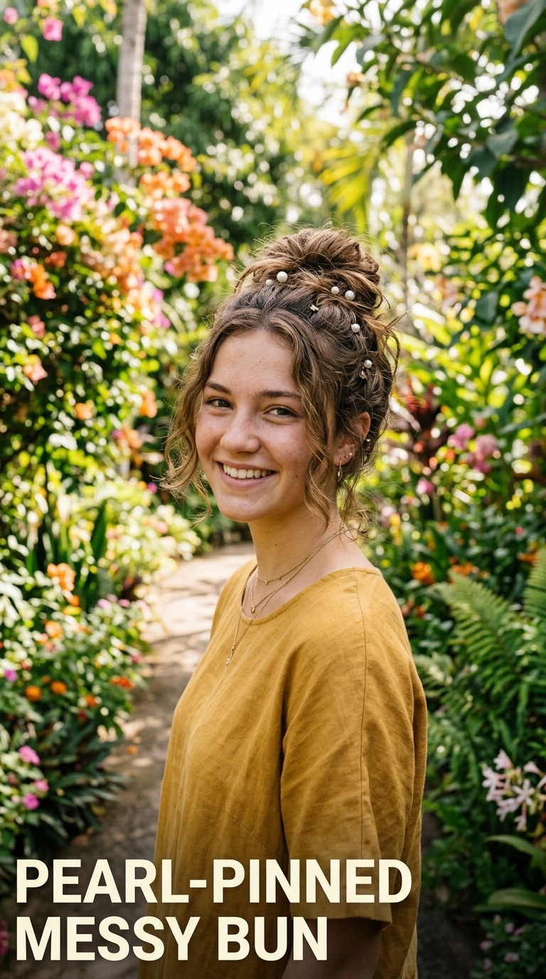 Pearl-Pinned Messy Bun