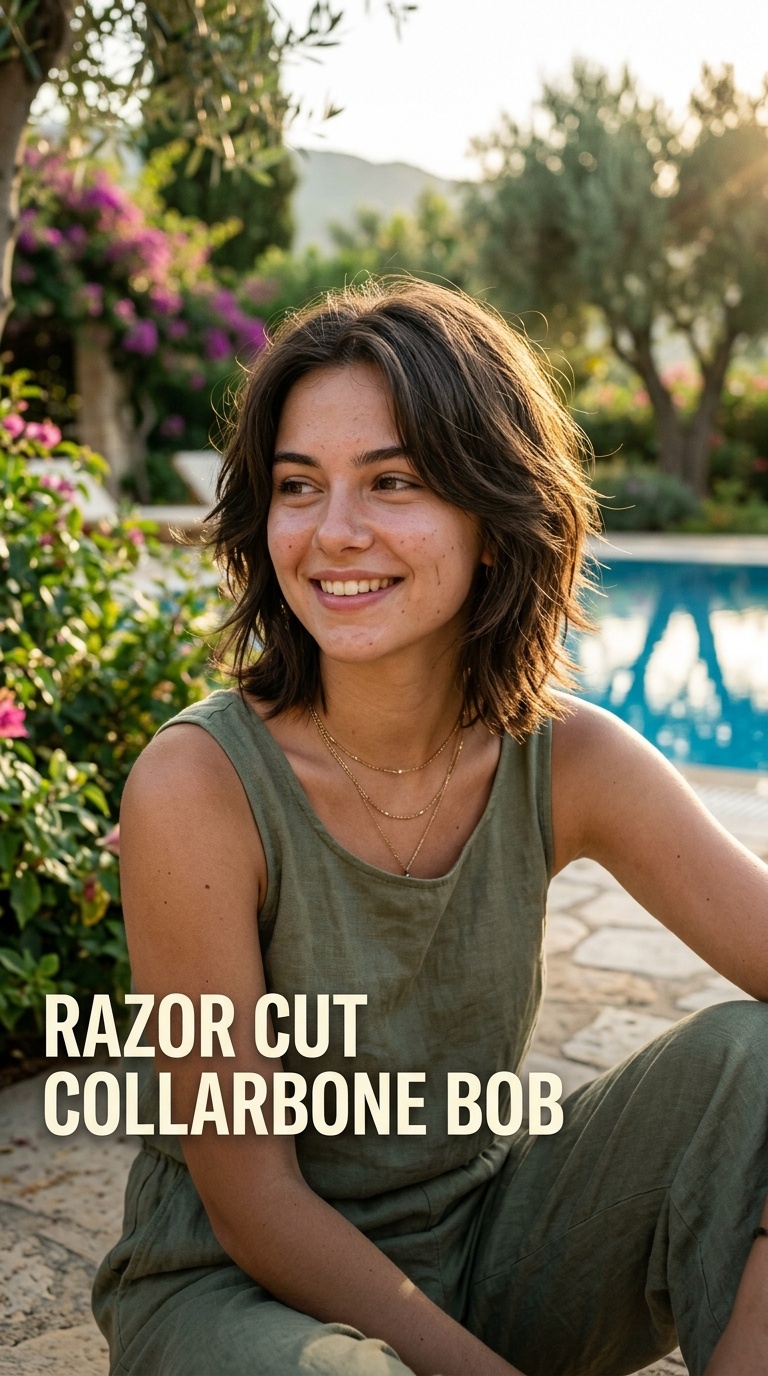 Razor Cut Collarbone Bob
