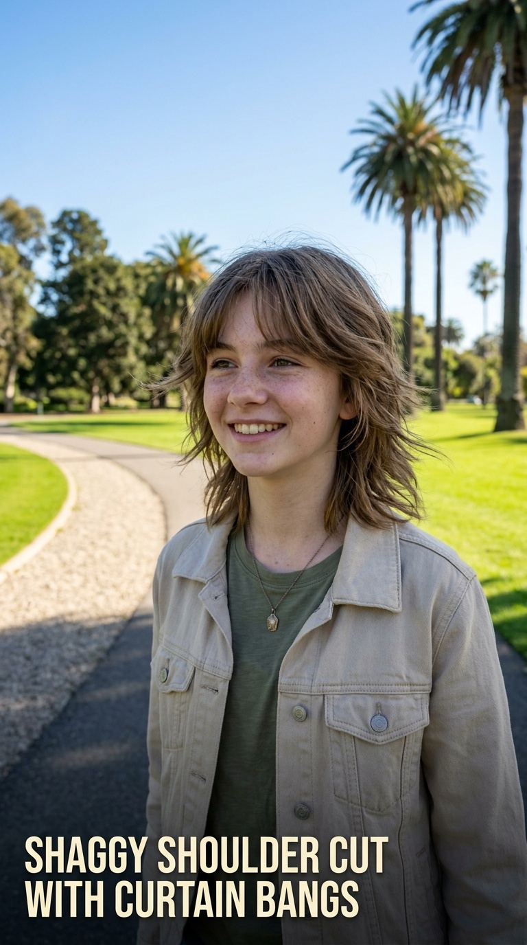Shaggy Shoulder Cut with Curtain Bangs