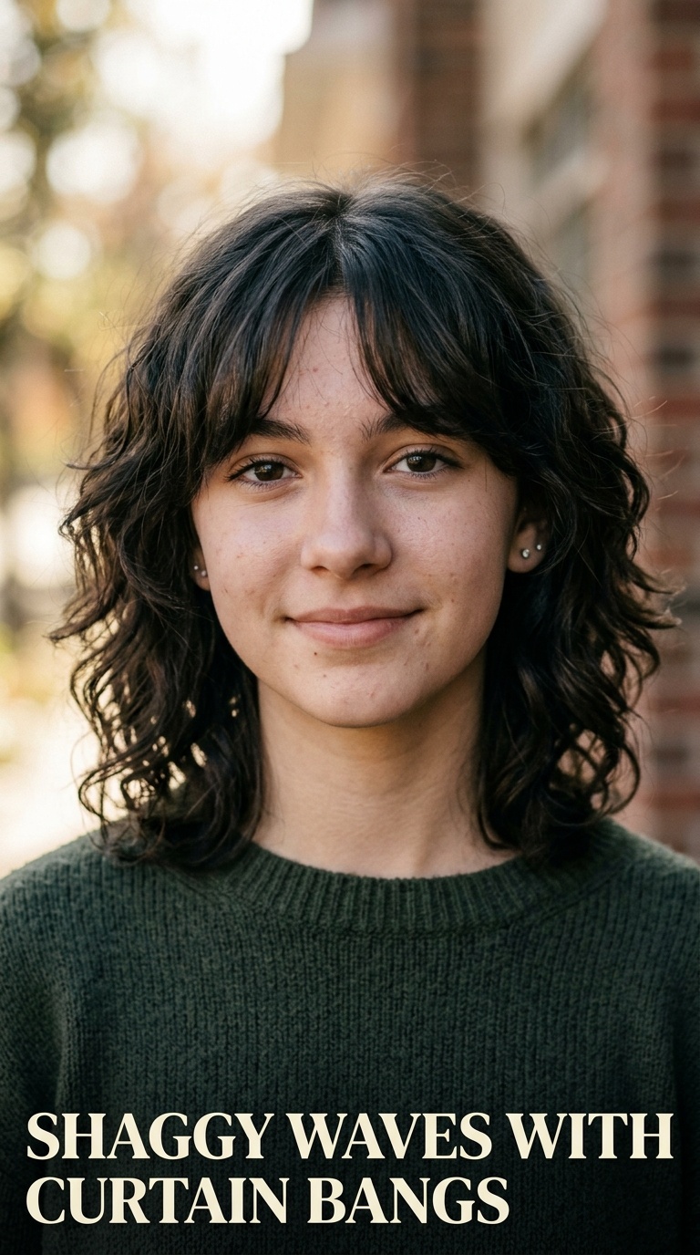 Shaggy Waves with Curtain Bangs