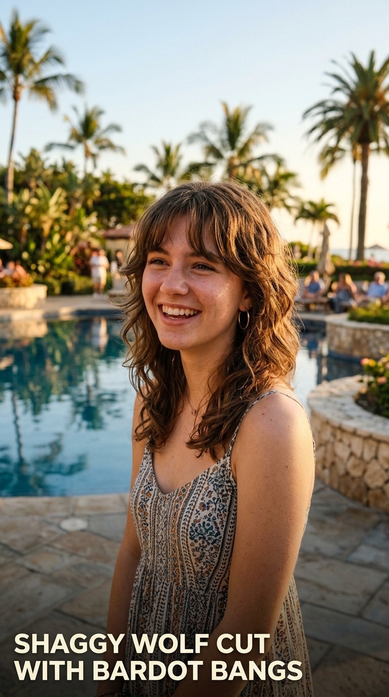 Shaggy Wolf Cut with Bardot Bangs