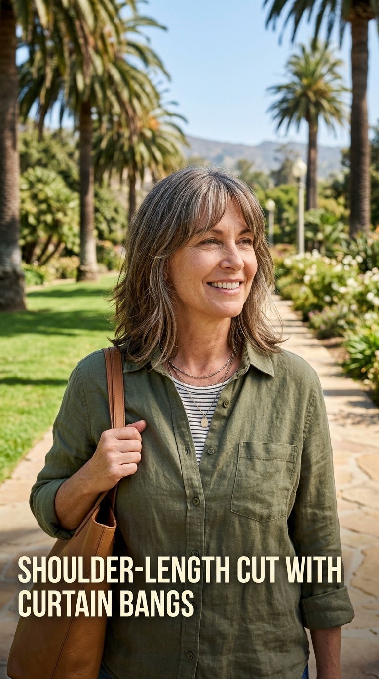 Shoulder-Length Cut with Curtain Bangs