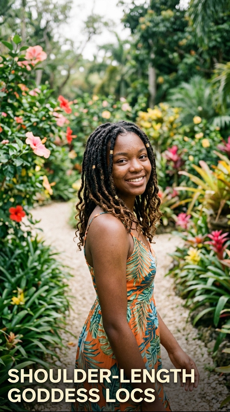 Shoulder-Length Goddess Locs