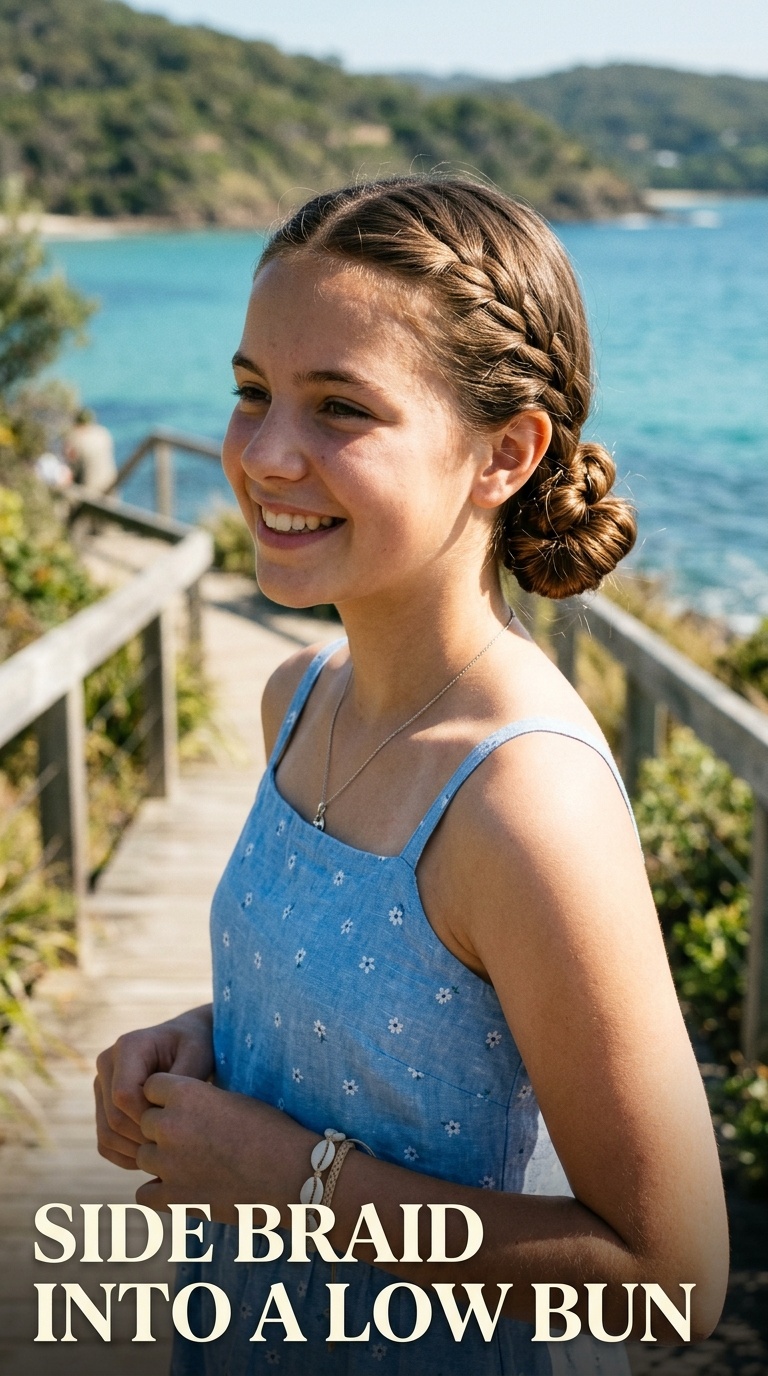 Side Braid into a Low Bun