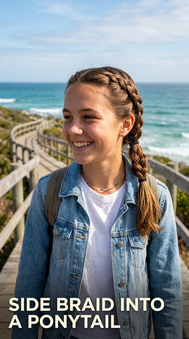 Side Braid into a Ponytail