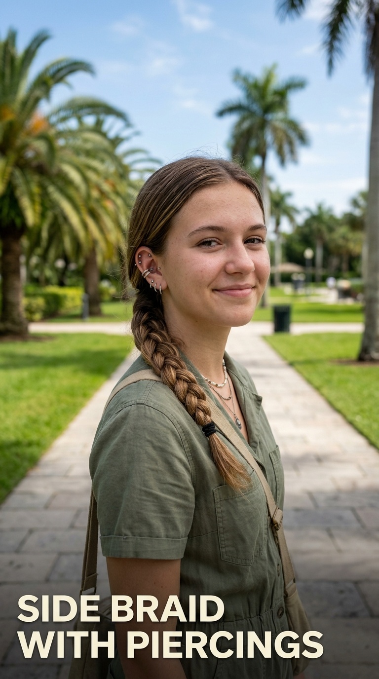 Side Braid with Piercings