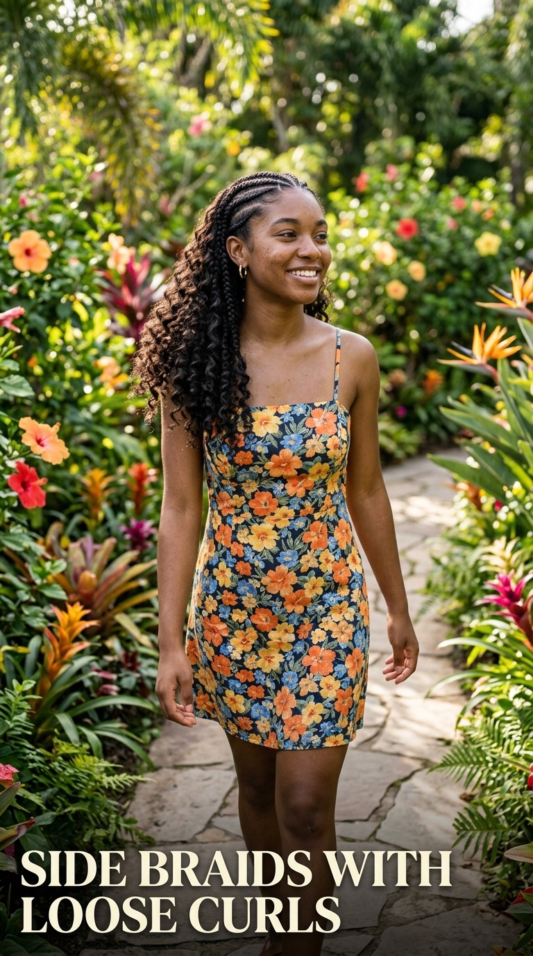 Side Braids with Loose Curls