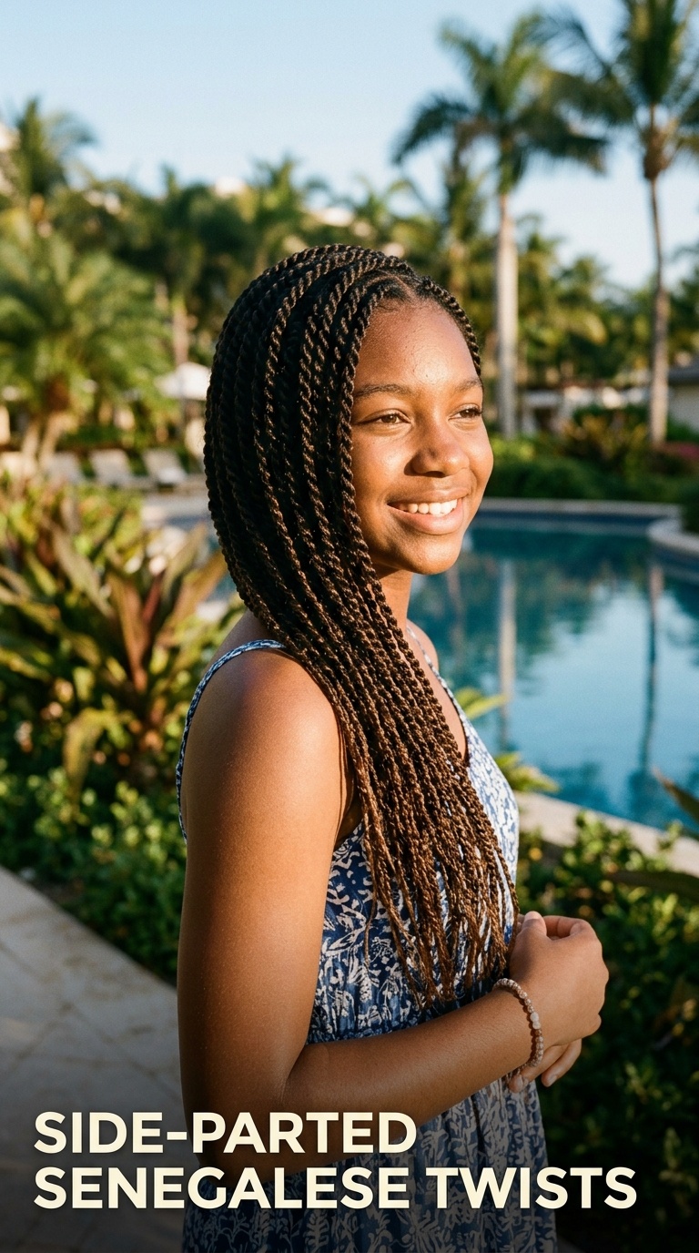 Side-Parted Senegalese Twists