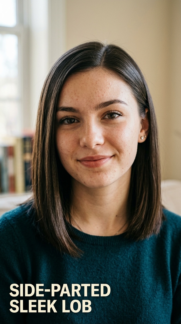Side-Parted Sleek Lob