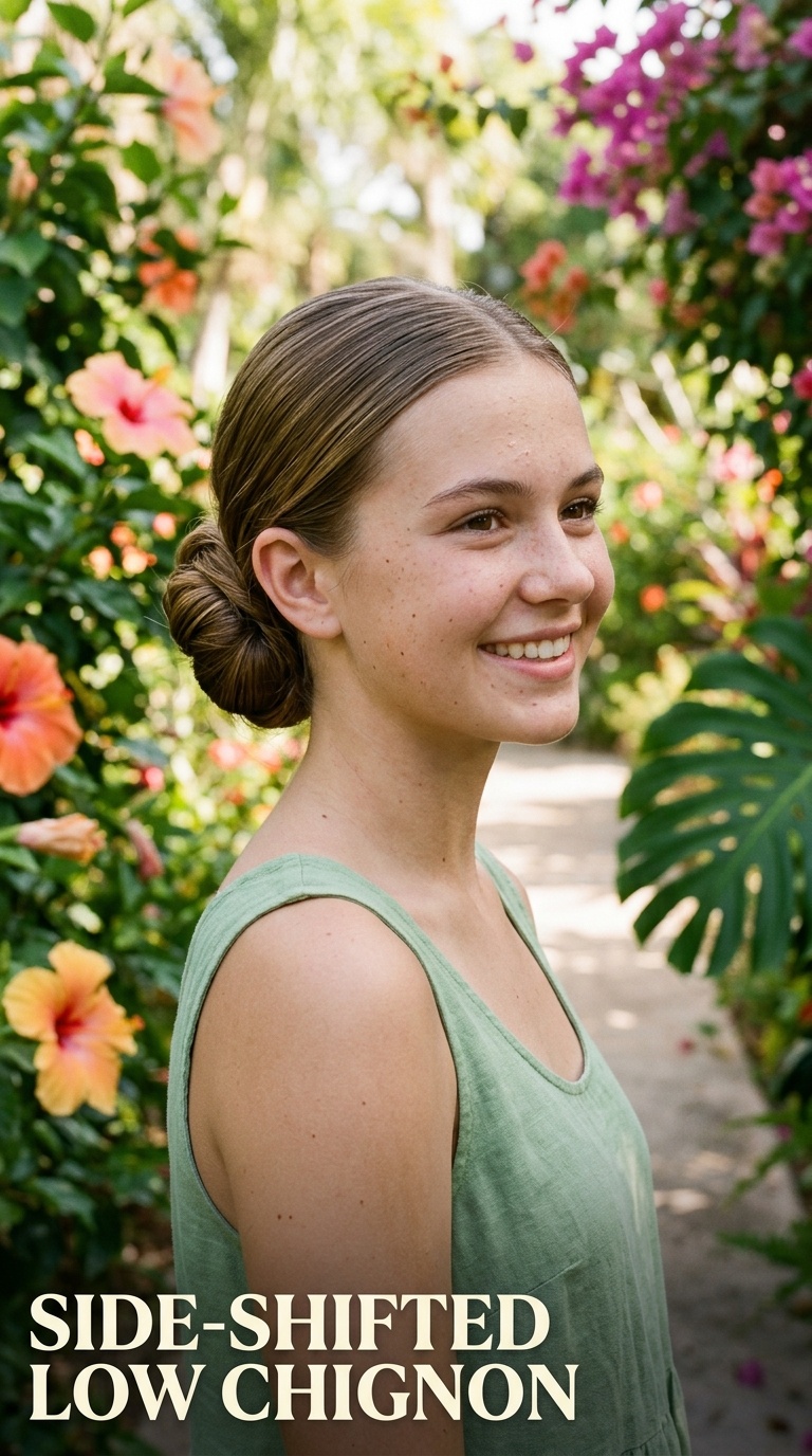 Side-Shifted Low Chignon