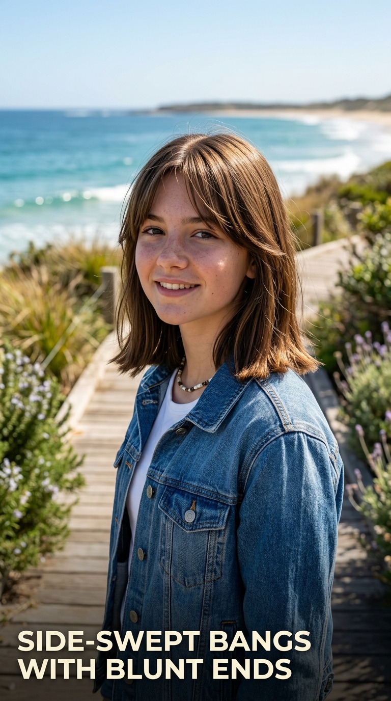 Side-Swept Bangs with Blunt Ends