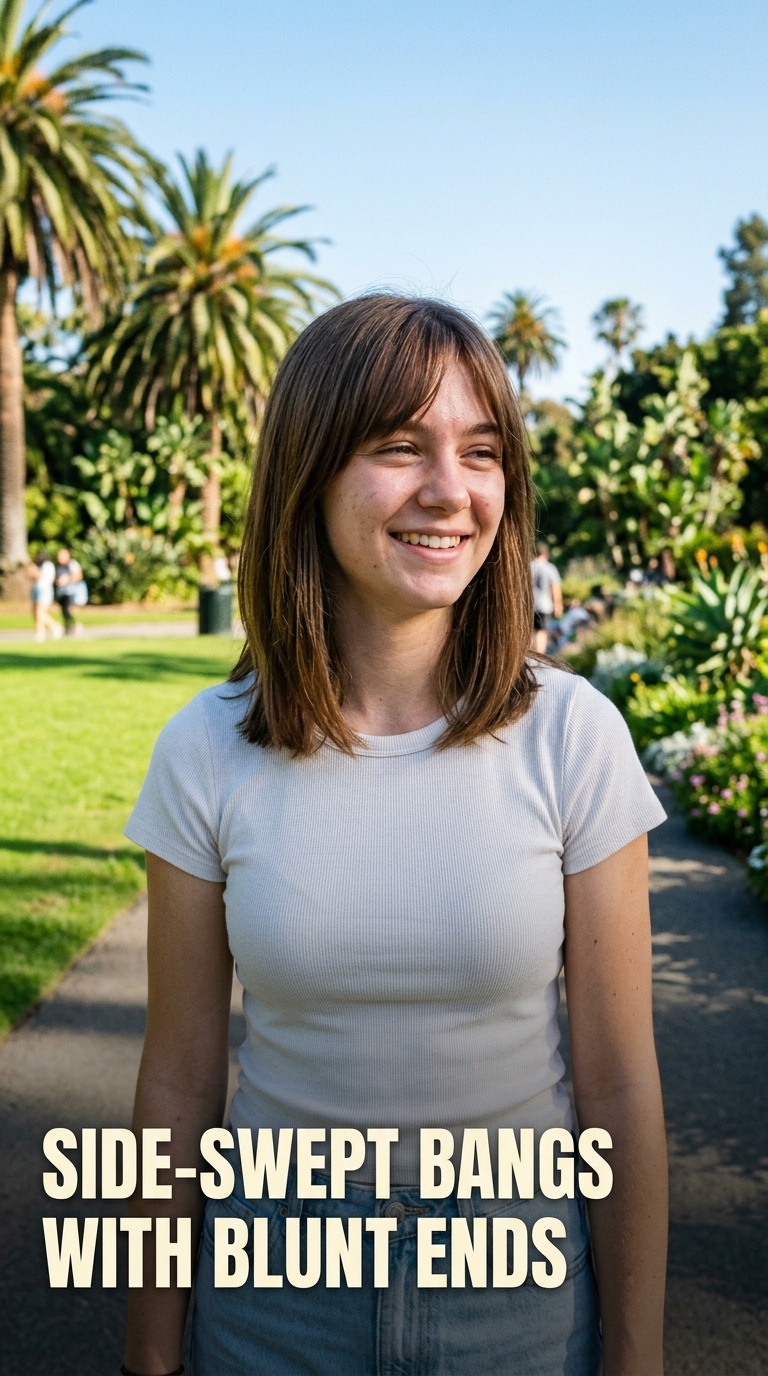 Side-Swept Bangs with Blunt Ends