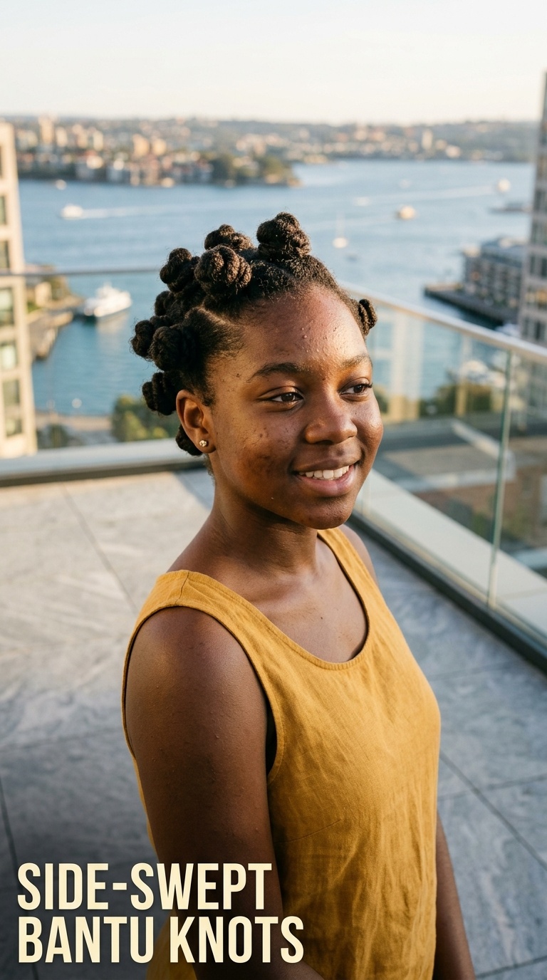 Side-Swept Bantu Knots