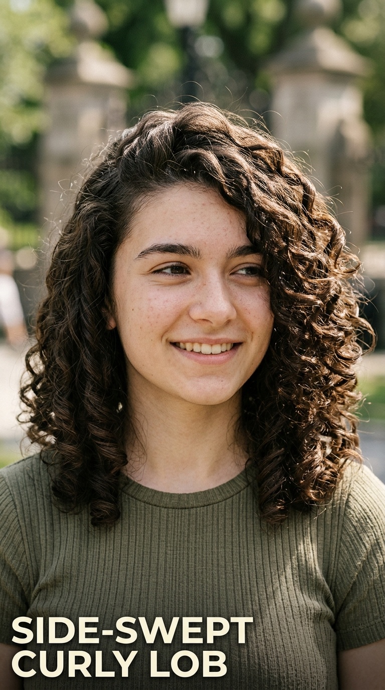 Side-Swept Curly Lob