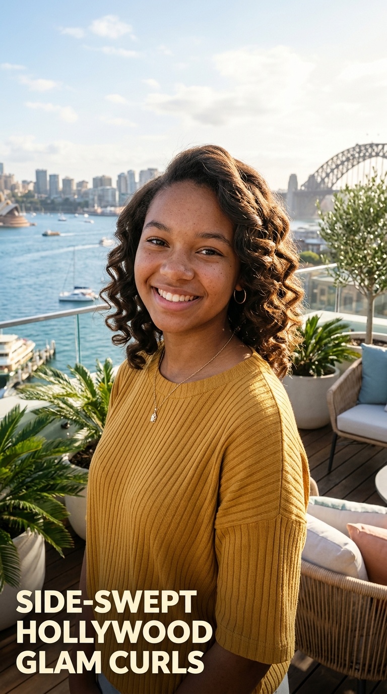 Side-Swept Hollywood Glam Curls