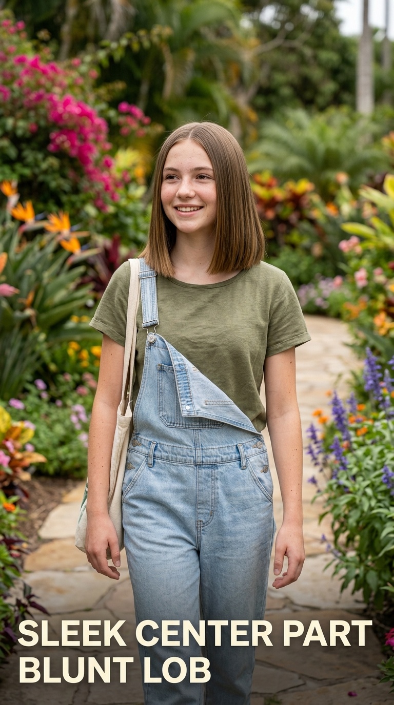 Sleek Center Part Blunt Lob