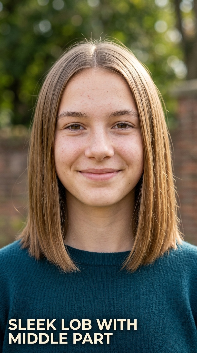 Sleek Lob with Middle Part
