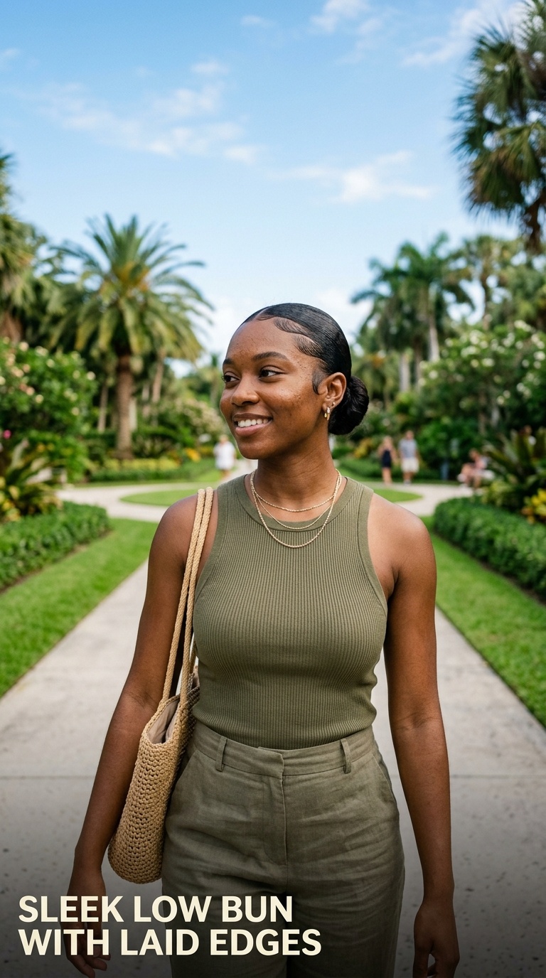 Sleek Low Bun with Laid Edges