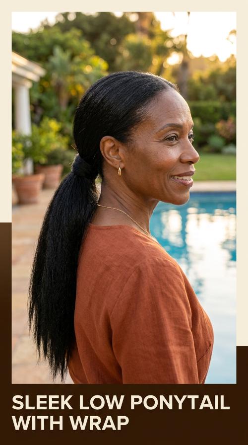 Sleek Low Ponytail with Wrap