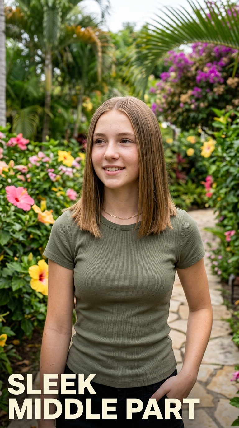 Sleek Middle Part