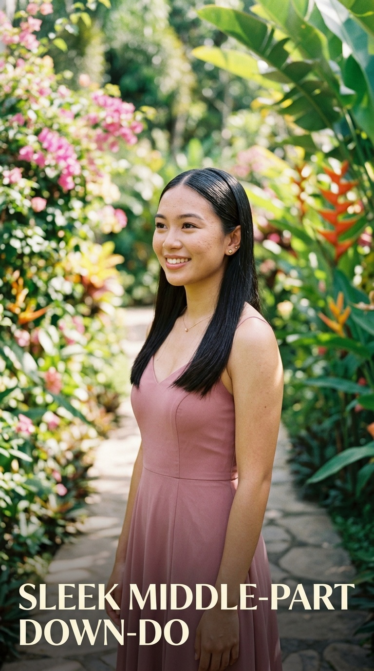 Sleek Middle-Part Down-Do