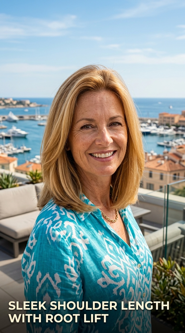 Sleek Shoulder Length with Root Lift