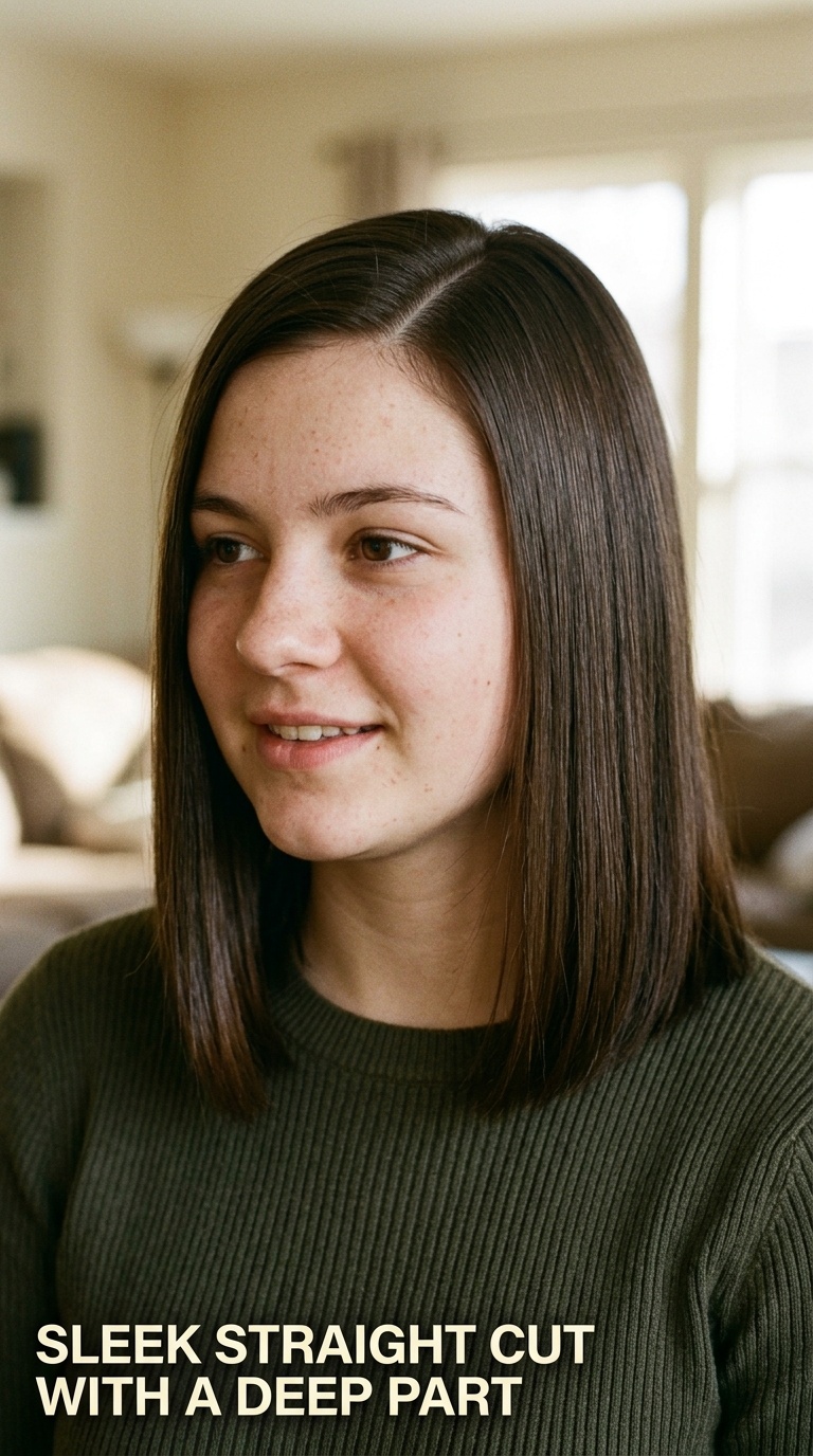 Sleek Straight Cut with a Deep Part