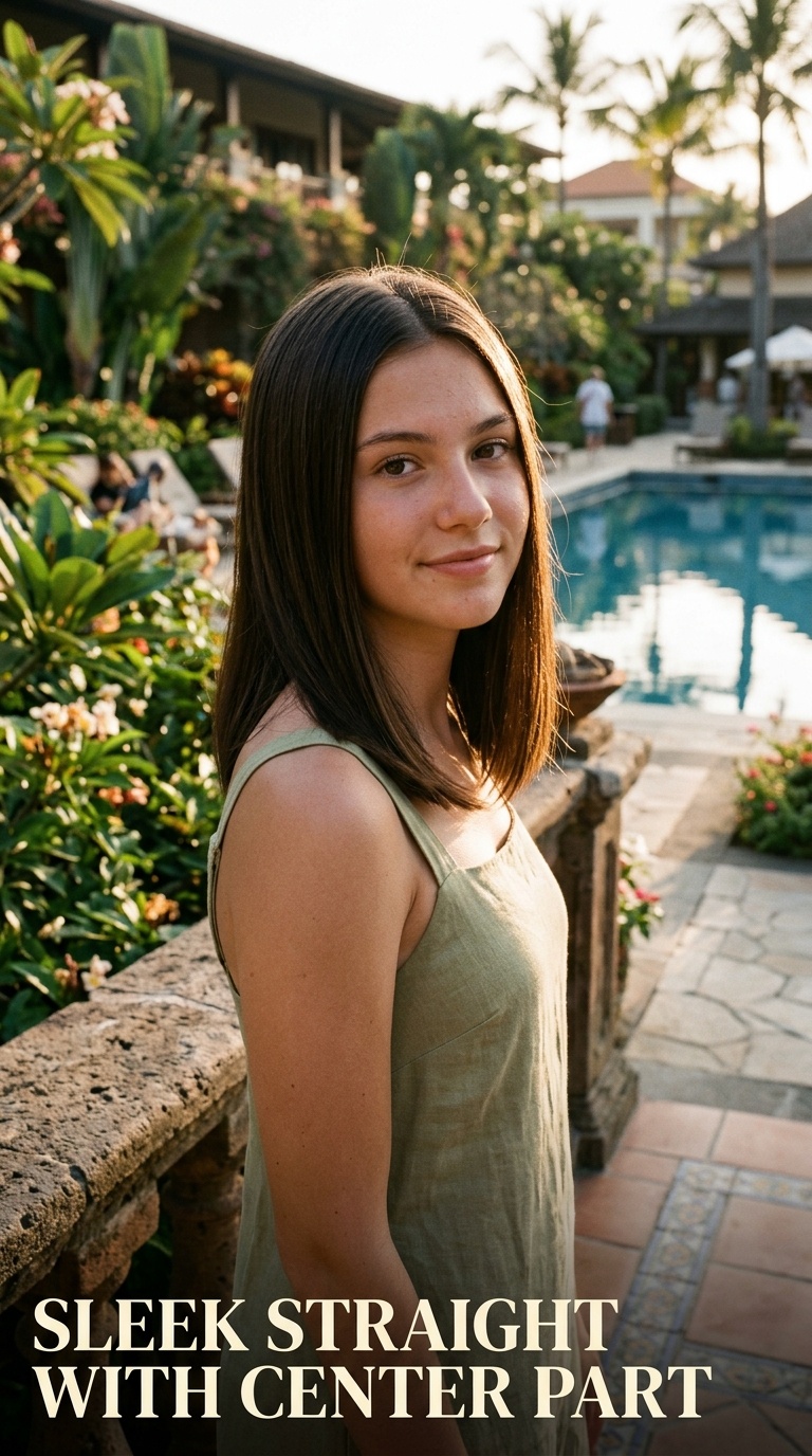 Sleek Straight with Center Part