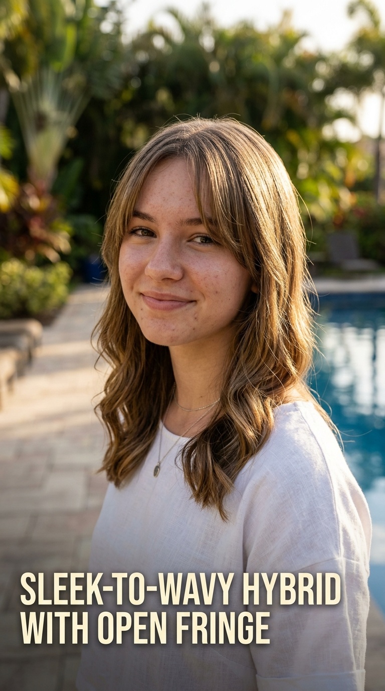 Sleek-to-Wavy Hybrid with Open Fringe