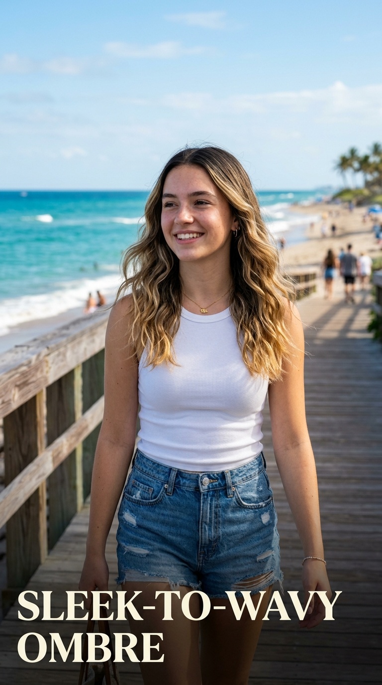 Sleek-to-Wavy Ombre