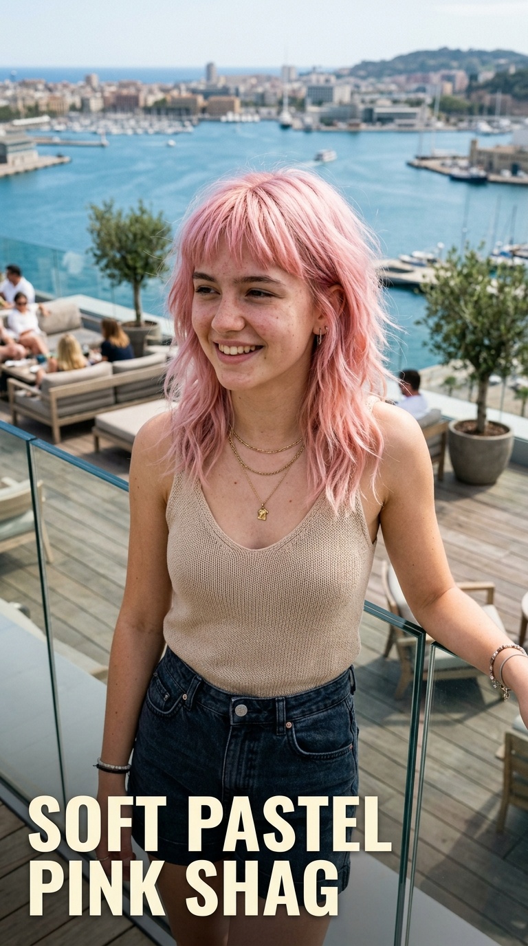 Soft Pastel Pink Shag