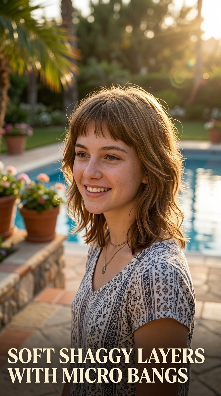 Soft Shaggy Layers with Micro Bangs