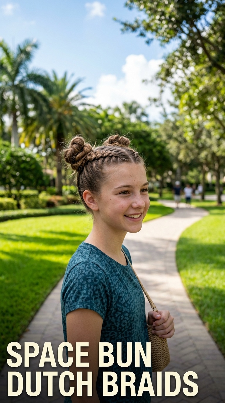 Space Bun Dutch Braids