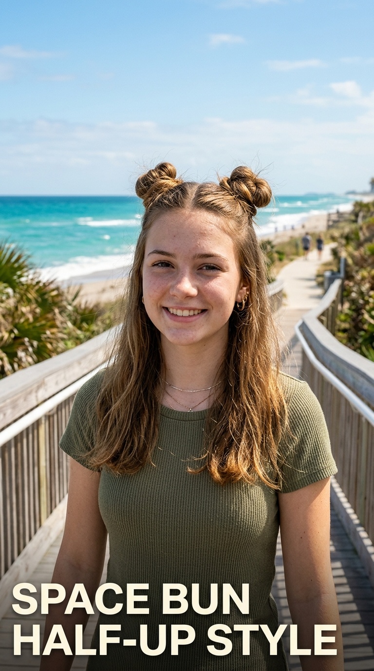 Space Bun Half-Up Style