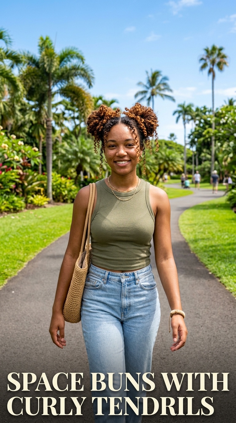 Space Buns with Curly Tendrils