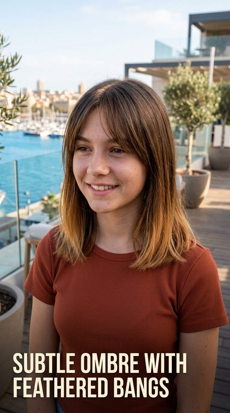 Subtle Ombre with Feathered Bangs