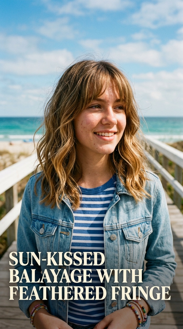 Sun-Kissed Balayage with Feathered Fringe