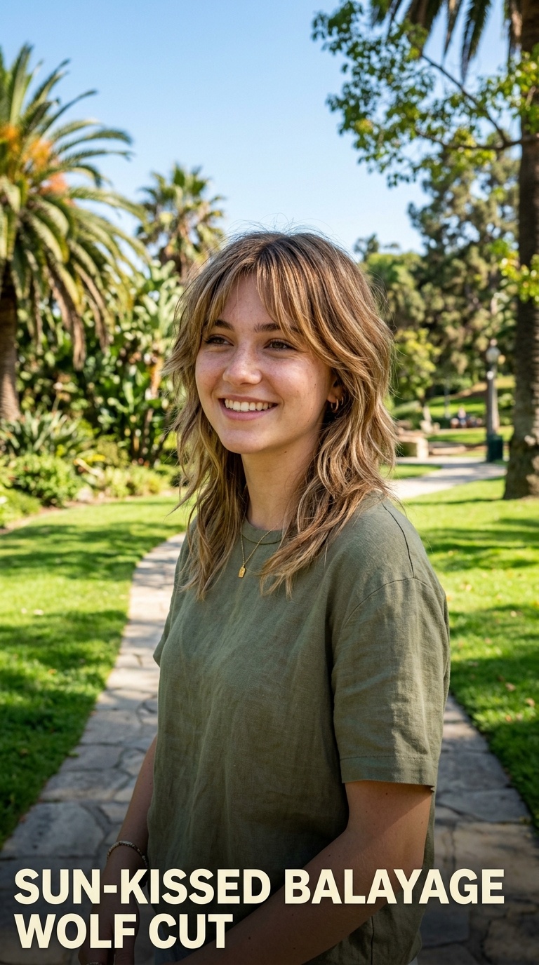 Sun-Kissed Balayage Wolf Cut