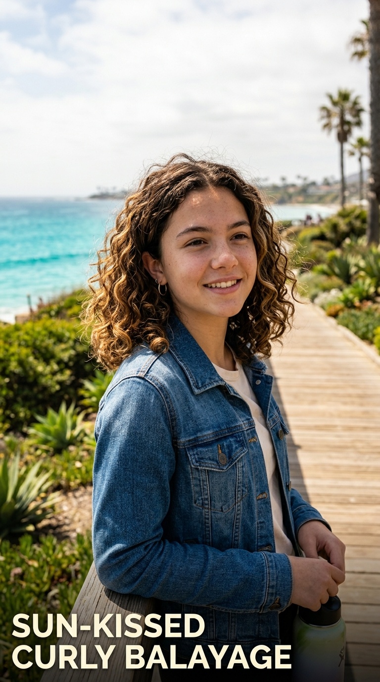 Sun-Kissed Curly Balayage