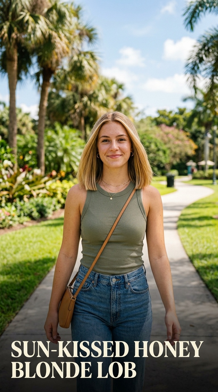 Sun-Kissed Honey Blonde Lob